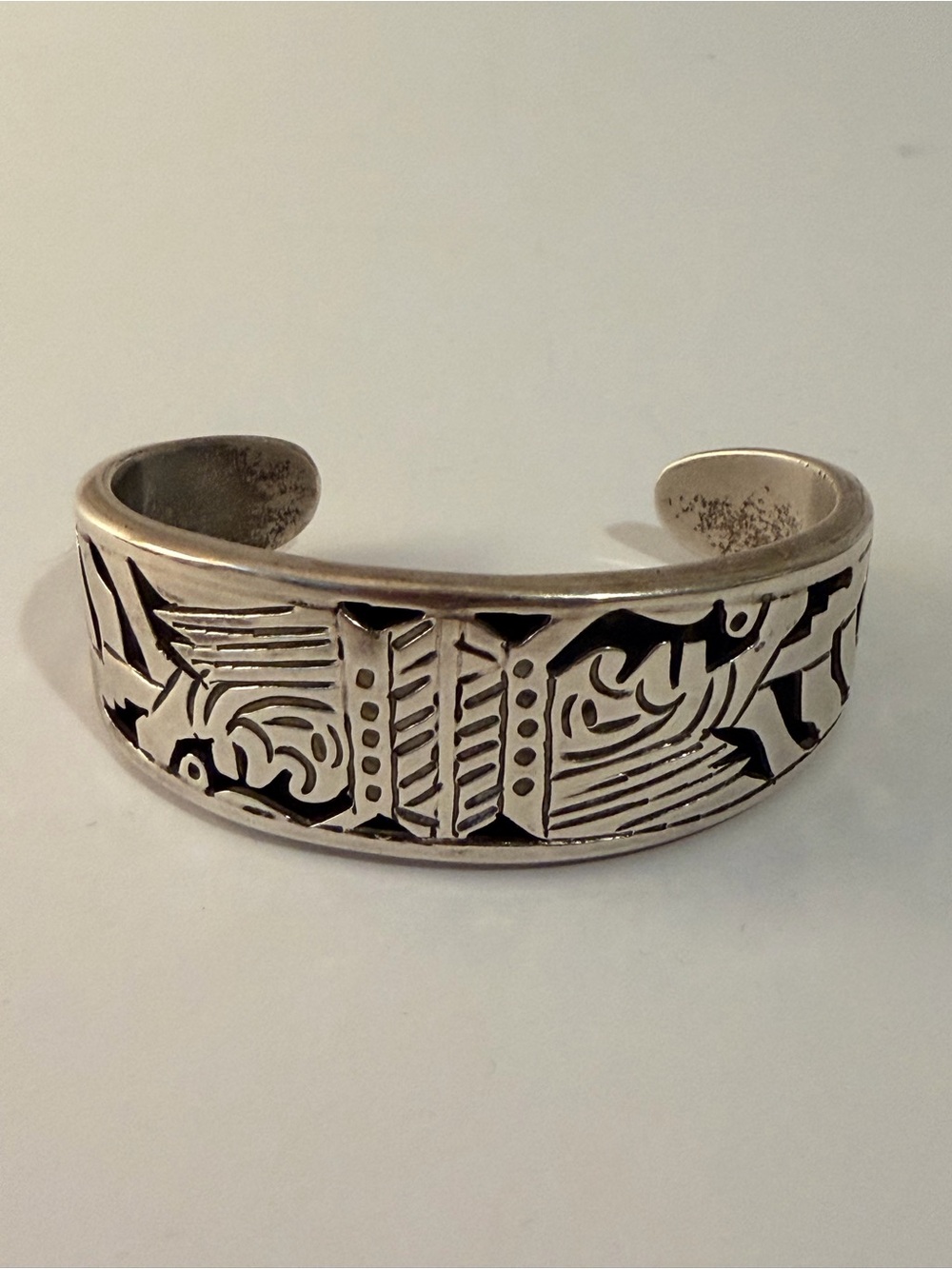*VINTAGE*  Taxco Mexico Signed Heavy Sterling Silver 925 Wide Cuff Bracelet - Picture 2 of 9